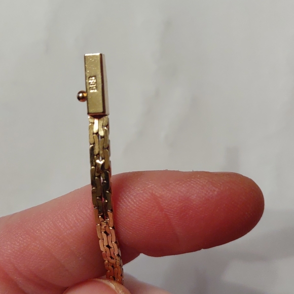 Ruby and diamond bracelet with 14kt yellow gold wristband - Picture 7 of 11